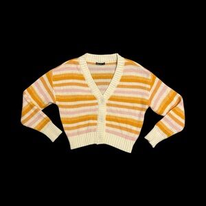 Striped Retro Preppy Cardigan - Small